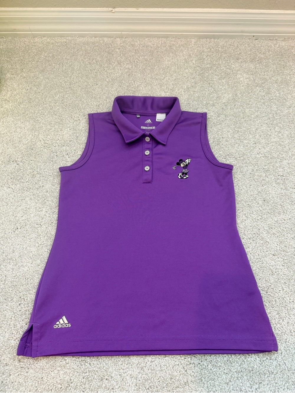 adidas Girls Disney Golf Minnie Mouse Purple Sleeveless Polo, size S (9/10)
